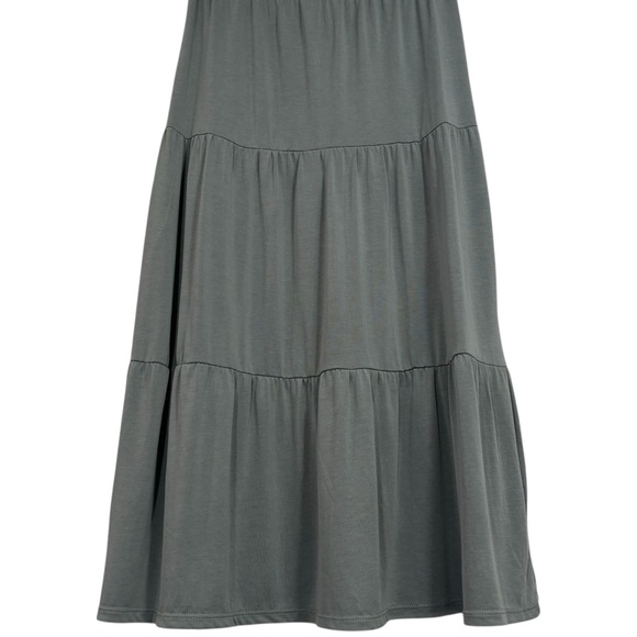 Crosby. Tiered Midi Skirt Sage Green Size Small Womens Stretch Waist - Picture 9 of 9